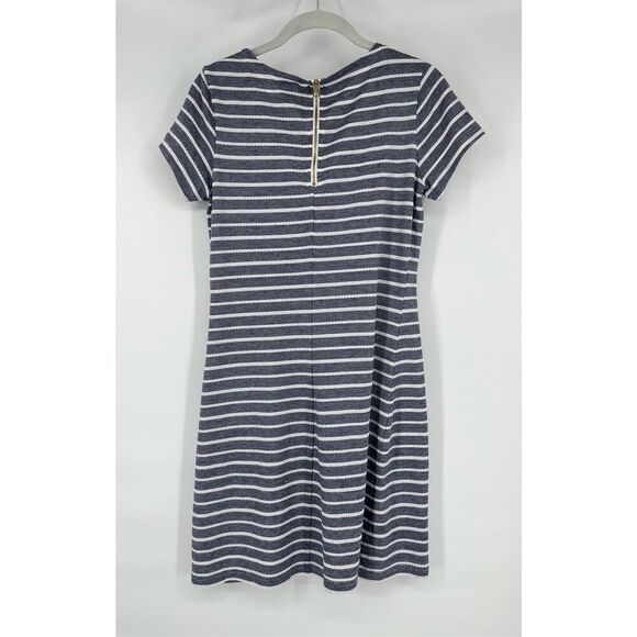 Sail To Sable Short Sleeve Cotton Knit Dress Blue w Rope Like Stripes Size Small - Picture 2 of 8